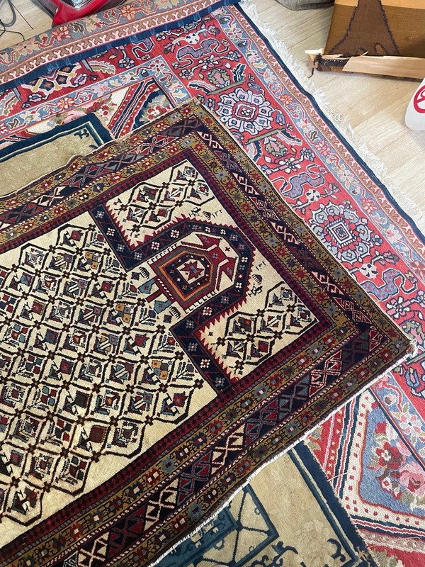 Antique Caucasian Dagestan Rug 1890 Hand Knotted Tribal Prayer 4x6 wool gallery