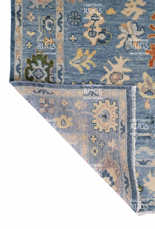 Handknotted Sky Blue Multi Floral Geometric Rug 8x10 ft gallery