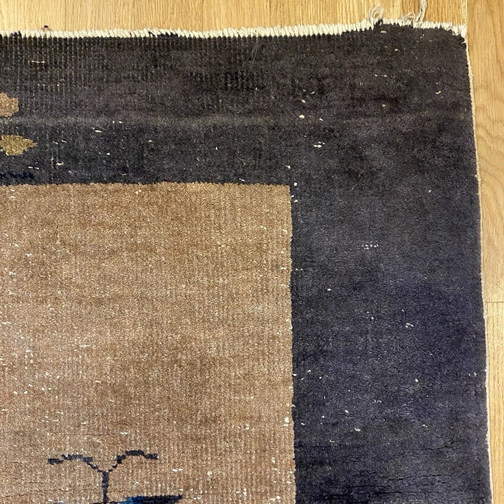 Vintage Rug 2' 2 x 3' 11 Beige Chinese Art Deco Fette Oriental Rug