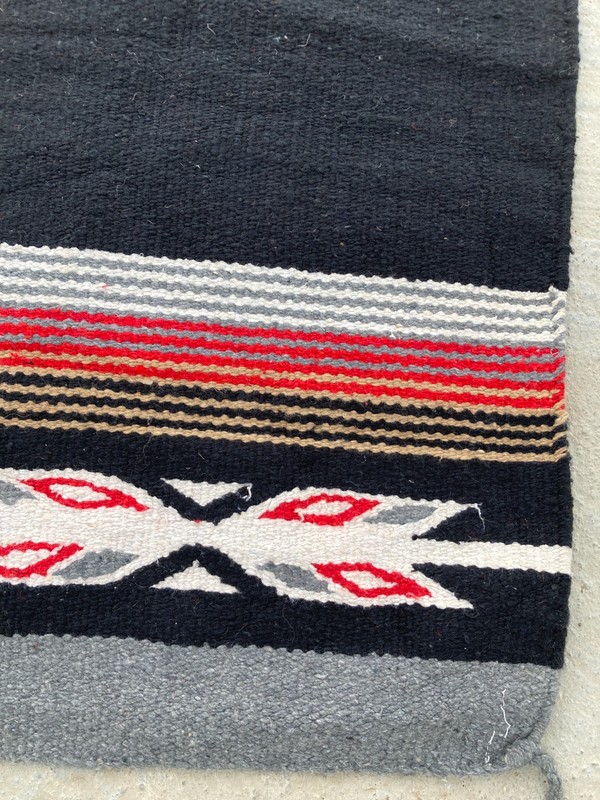 Vintage Handmade Traditional Navajo American Striped Kilim Floor Rug 163x78 cm gallery