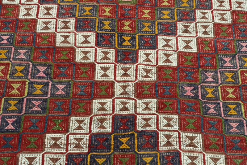 Turkish Kilim Wool Rug, Boho Rugs, Handmade Floor Carpet, Large Kelim 73"x102" gallery