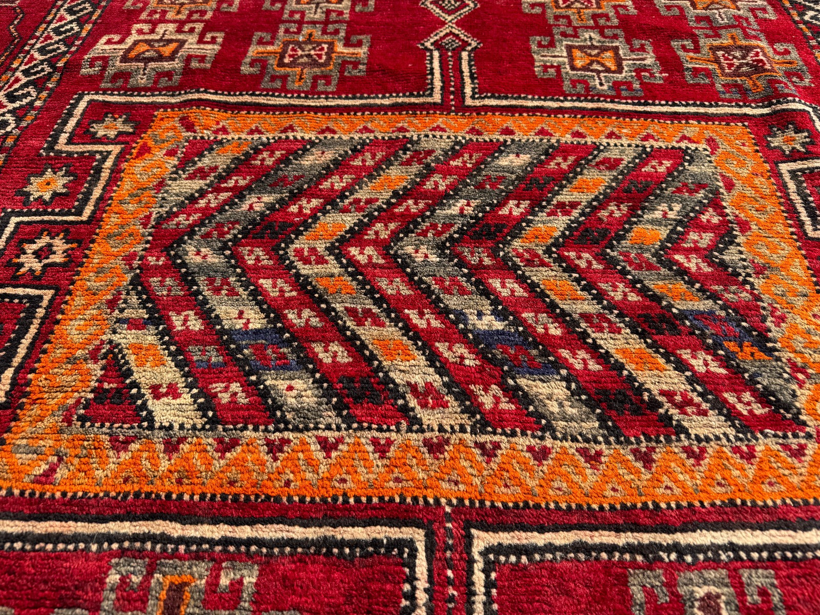 5x10 ANTIQUE ORIENTAL RUG HAND-WOVEN VINTAGE RED HANDMADE geometric caucasian ft gallery
