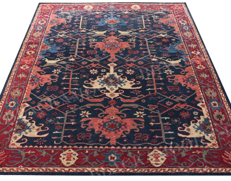 Womens Weavers Handmade Chaining Blue Tufted Wool Rug Without Tariff & Duty gallery