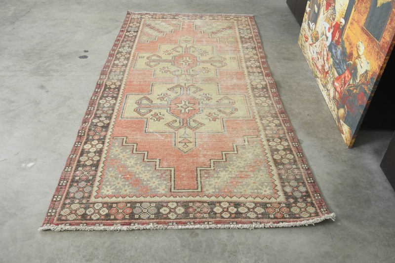 4x8 Turkish Area Rug Hand-Knotted Vintage Neutral Wool Rug Oushak Carpet,842 gallery