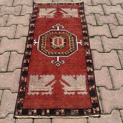 2×4 ft Rust Red Vintage Turkish Oushak Wool Rug With Black Border – Tariff Free
