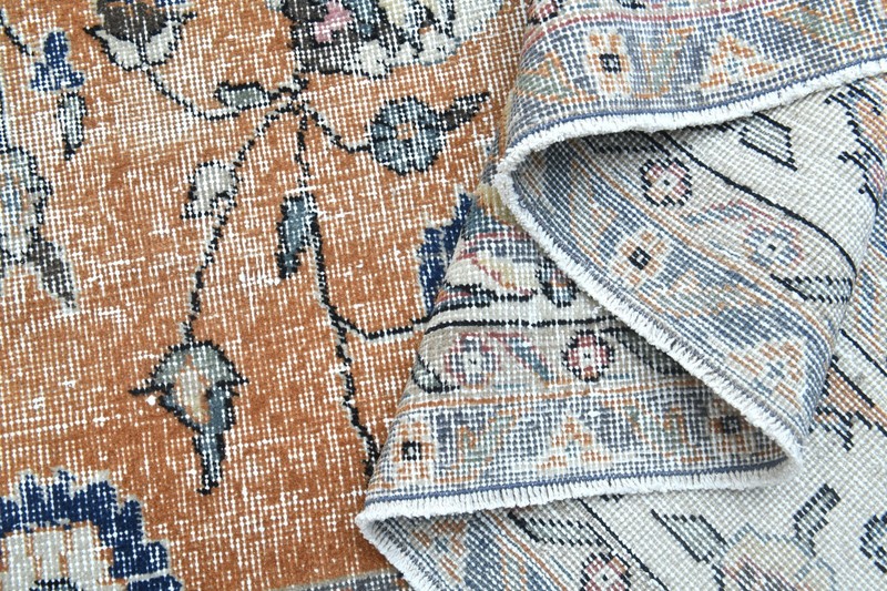 9x12 Vintage Turkish Rug, Orange Floral, Handmade Wool Area Rug, Large Carpet gallery