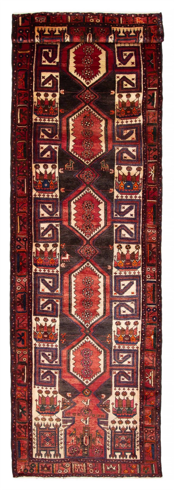 3'8" x 13'0" Vintage Hand-knotted Runner Rug Traditional Oriental Wool Carpet gallery