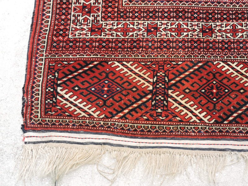 5x8ft. Authentic Handmade Turkoman Bokharra Wool Rug gallery