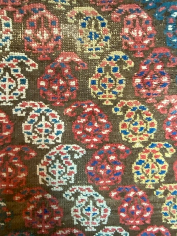 Antique Oriental Genje Carpet - Handwoven Caucasian Village Rug 3'4"x7'5" gallery