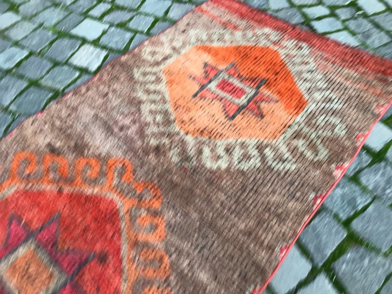 Turkish Vintage Rug Handmade Wool Rug Bohemian Runner Rug Home Rug2,5 x 5,2 ft gallery