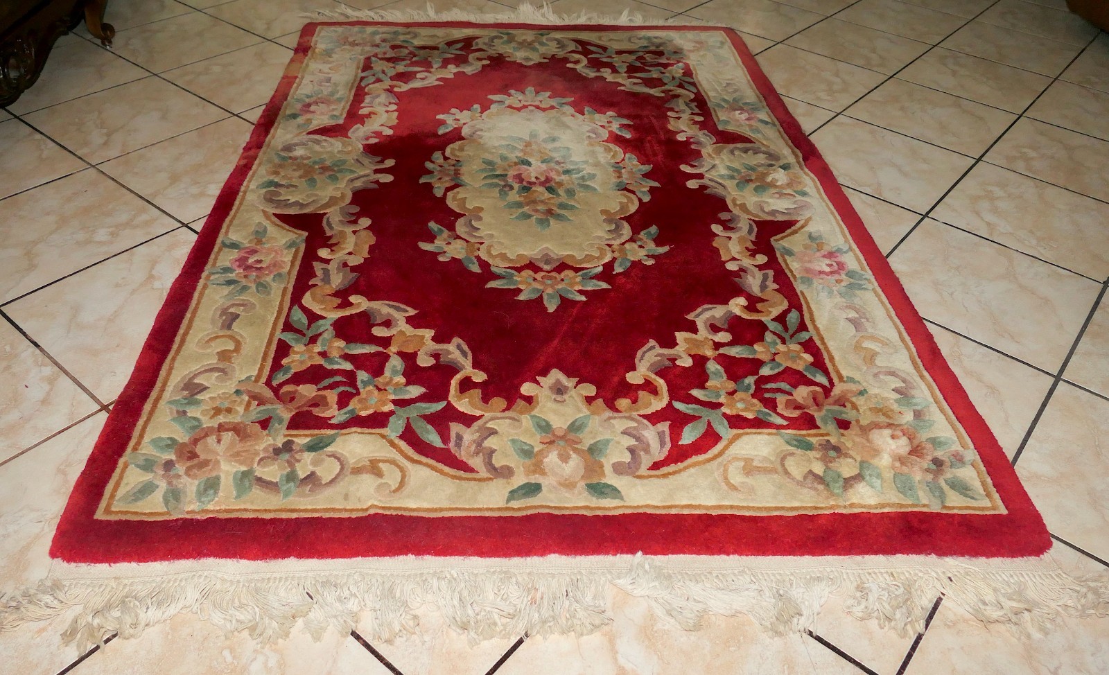 1950s Chinese Hand Knotted Aubusson Sculptured Peking Area Rug 6'10"L x 4'1.5"W gallery