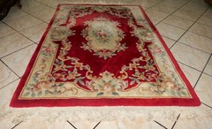 1950s Chinese Hand Knotted Aubusson Sculptured Peking Area Rug 6’10″L x 4’1.5″W