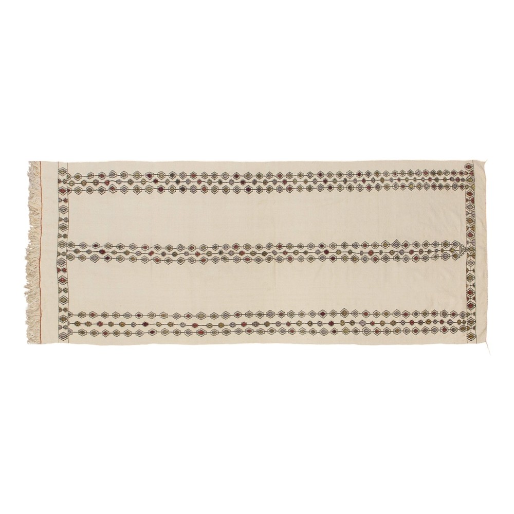 Minimalist Striped Kilim Rug Runner, Neutral Turkish Kilim Runner, 4'0" x 12'6"