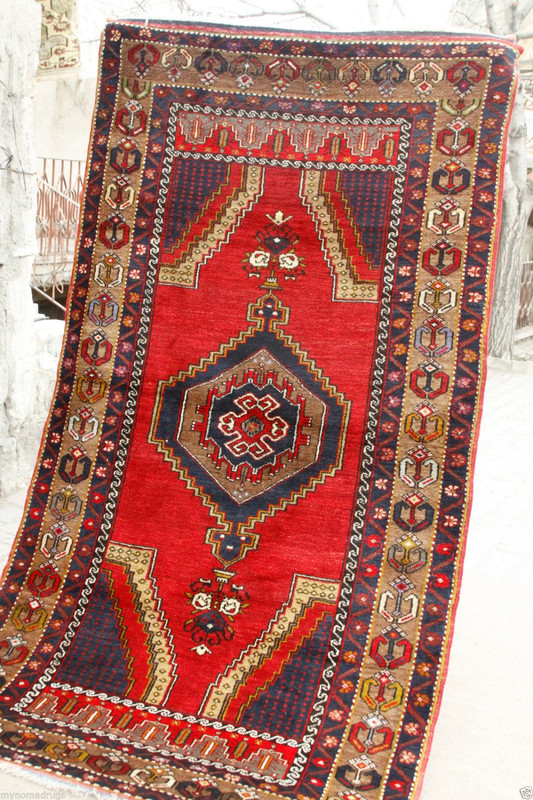 Lovely 1900-1939s Tent Woven Multi-Colored Wool Dowry Area Rug 4’3”x 8’ gallery