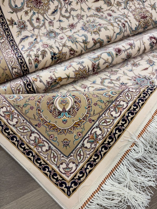 Turkish Silk Rug 8x11 ft Cream Beige Floral Oriental Luxury Traditional Area Rug gallery