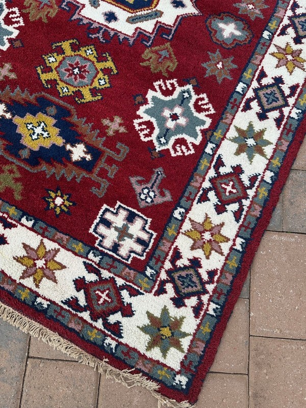 New Tribal & Geometric Kazakh Rug Handmade in India, Stunning Unique Colors, 4x6 gallery