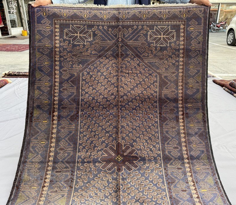 Antique Afghan Baluchi Area Rug 4x7 Blue Handmade Persian Style Oriental Carpet gallery