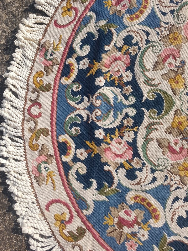 Vintage Traditional Oriental Circle Multicolor Kilim Rug Carpet 131x131 cm gallery