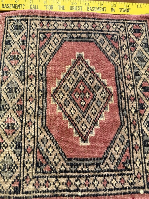 Vintage Hand Knotted Miniature Middle Eastern Wool Rug 12”x12” Dark Pink gallery