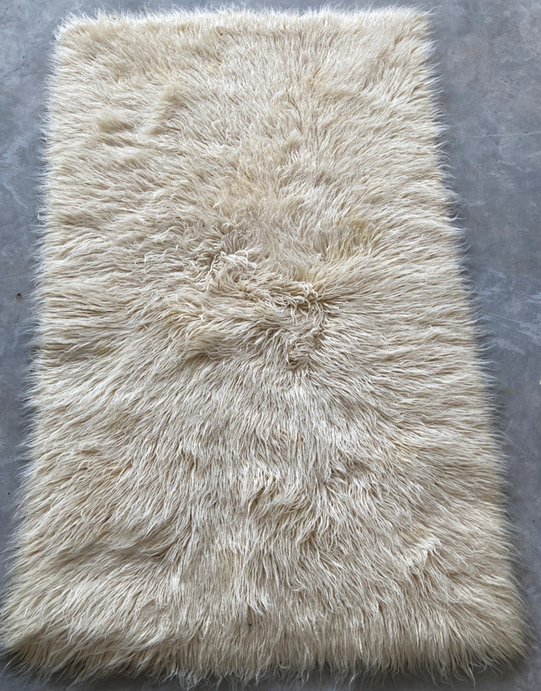 Vintage Handmade Scandinavian Flokati Style Wool Shaggy Rug 160x95 cm
