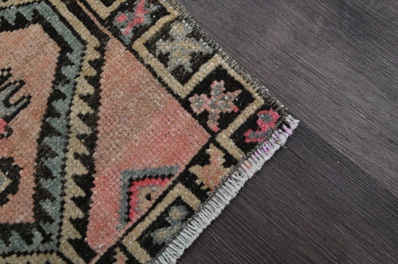 Oushak Turkish Doormat Rug 1x3 PEACH Anatolian Handmade Vintage Small Kilim Rug gallery
