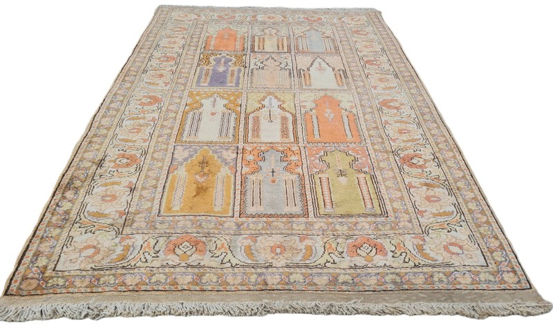 Amazing Hand Knotted Vintage Turkish Kaisery Qaisery Silk Area Rug 4.3 x 3.0 Ft gallery
