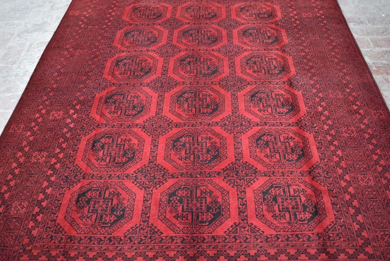 7x9 ft Afghan Antique Turkmen Ersari Area Rug Red Oriental Hand Knotted Wool Rug gallery