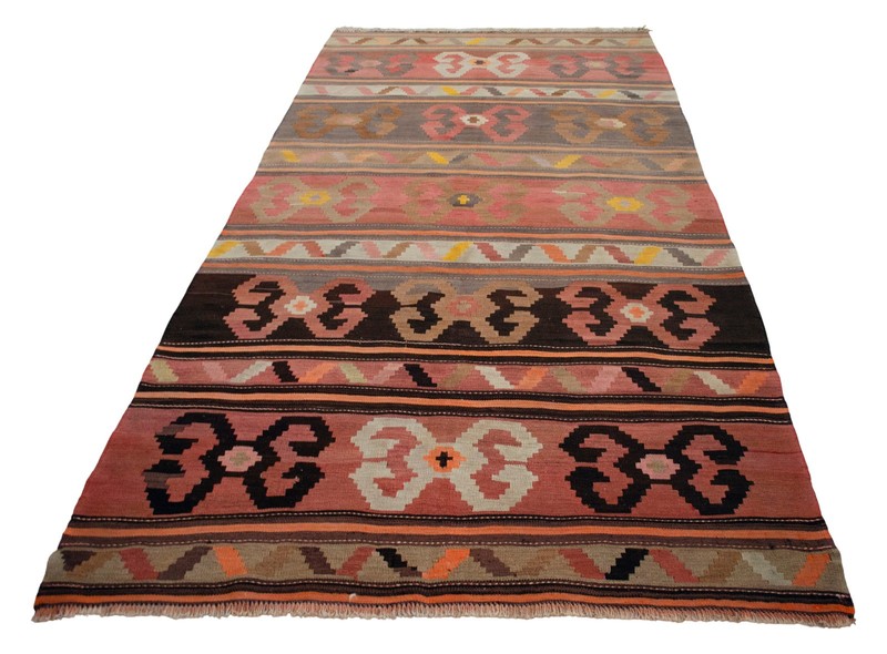 Handmade Turkish Rug Kilim 5x11 ft Organic Wool Flatweave Boho Vintage Area Rug gallery