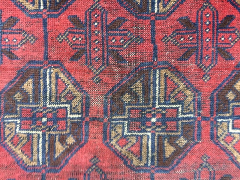 Vintage Afghan Rug: Hand-Knotted Wool, Felpa Design Area Rug 3x6 ft Free Ship gallery