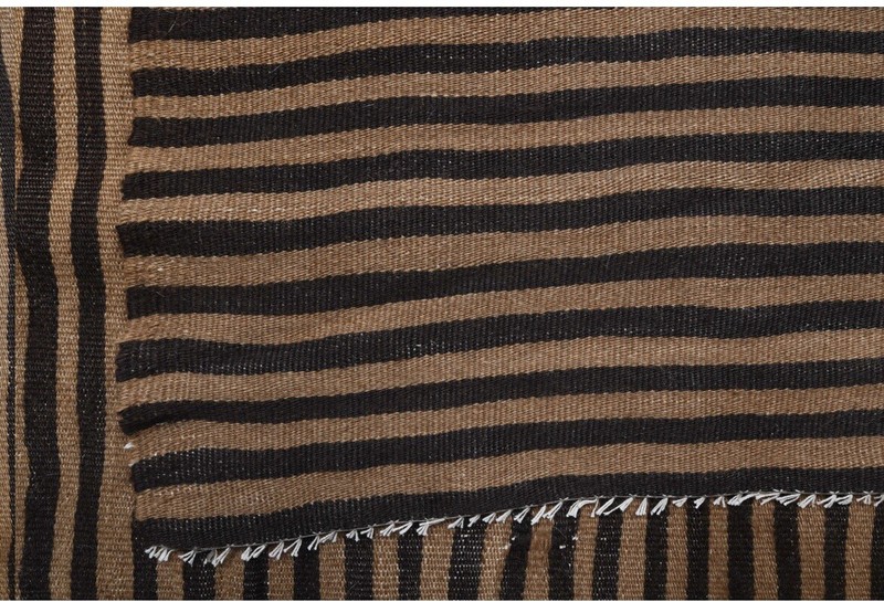 Vintage Turkish Hand-Knotted Mohair Wool/Cotton Brown Kilim Area Rug 4’5” X 6’ gallery
