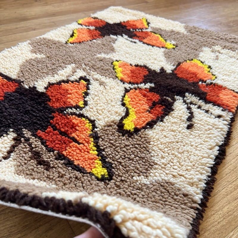 ✨Mid Century Hippie Butterfly Swag Rug Vintage 1970s gallery