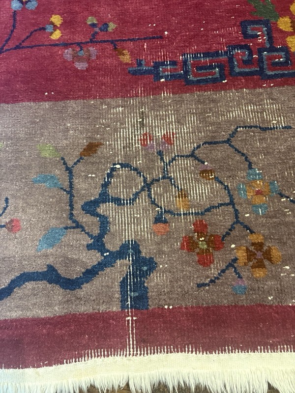11.5x8.8 FT Vintage Handmade Chinese Art Deco Wool Rug ( C 1920’s) . gallery