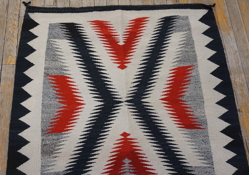 3'x5' Classic Native American Design Antique Navajo Flat Weave Rug gallery