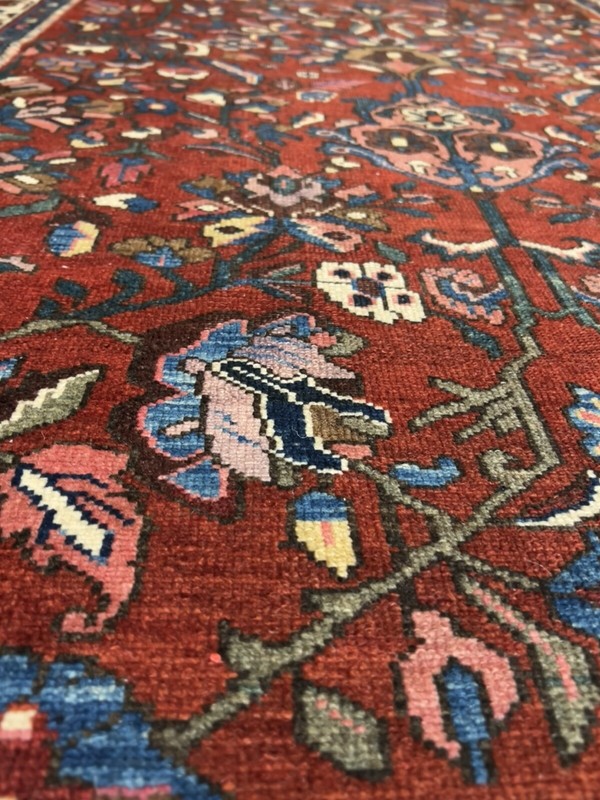 1920 Antique Hand Knotted Vintage Village Floral Area Rug Vegetable Dye 4’x6’4 gallery