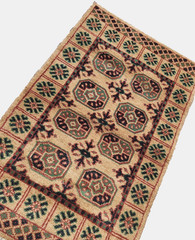 3’X5′ ANTIQUITY HAND WOVEN CAUCASIAN TURKMAN TRIBAL MUTED BLUE WOOL RUG