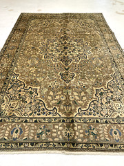 Antique Oriental Hand-Knotted Wool Area Rug Beige/Blue/Green/Ivory 6’6″ x 9’11”