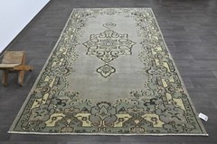 Oushak Turkish Vintage Rug 6×10 Kilim Rug Anatolian Handmade Boho Decor GRAY