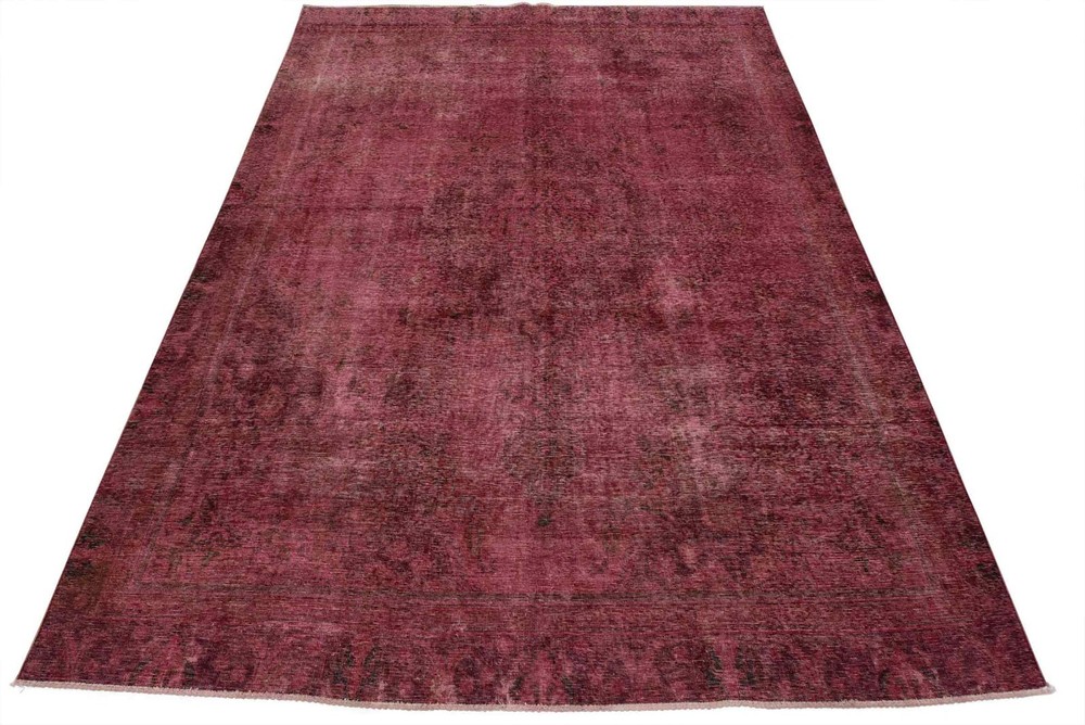 Vintage Tabrizi Rug 8’7” x 11’1” Pink Overdyed Wool Hand-Knotted Oriental Carpet