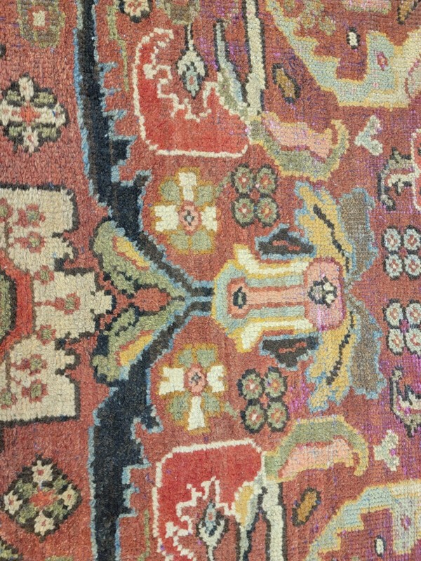 Antique Oriental Hand-Knotted Wool Area Rug Rust/Ivory/Blue/Green 9'5" x 11'2" gallery