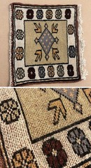 Vintage Rug Mini Wool Rug Table Top Kilim Boho Wall Hanging 13.5”x 15” Rustic
