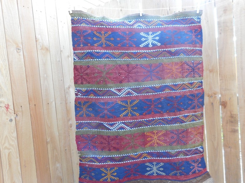Antique Anatolian Tribal Turkish Soumak Flat Weave Oriental Rug 30" X 41" gallery