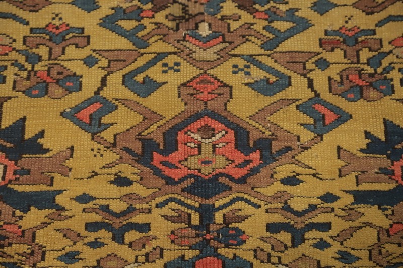 Pre-1900 Gold Kazak Vegetable Dye Antique Rug Wool Hand-knotted Gold Carpet 4x6 gallery