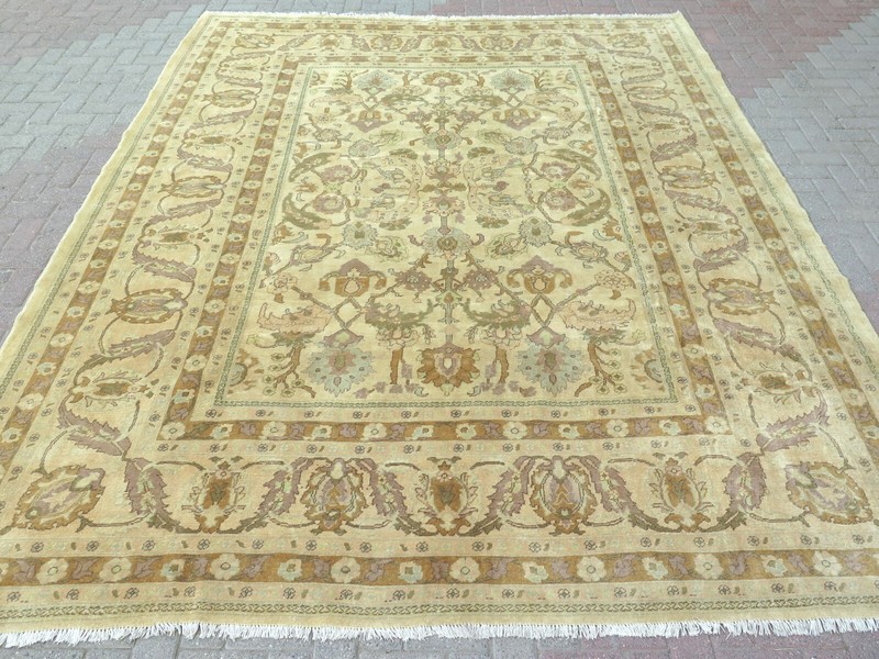 Turkish Large Rug, Handmade Floor Oushak Carpet, Modern Teppiche Tapi 109"x139" gallery