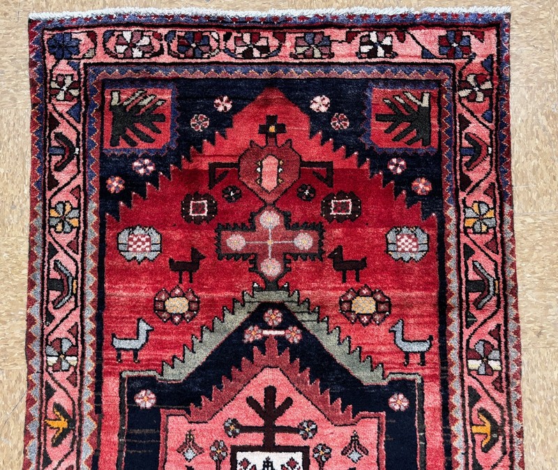 Vintage Hamedan Tribal Hand Knotted Wool Runner Rug 4x10 Red Oriental Geometric gallery
