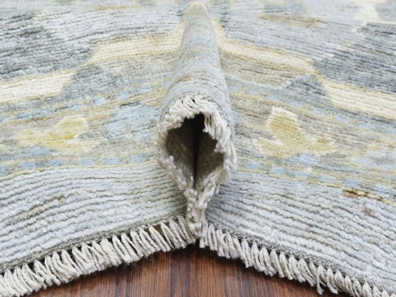 12'1"x17'8" Light Gray Angora Oushak with Leaf Pattern Natural Dyes, soft Wool gallery
