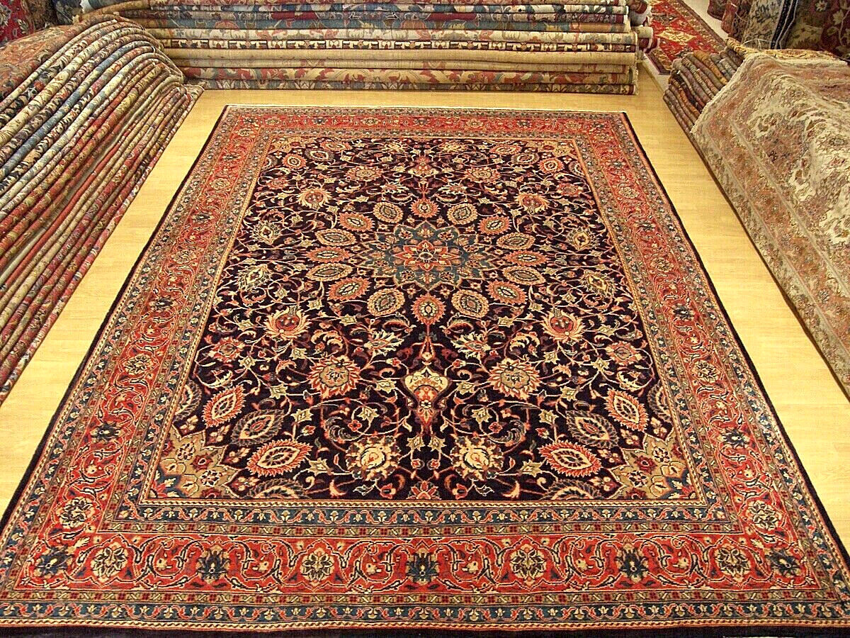 9 x 13 Authentic Handmade Antique Azeri Medallion Wool Rug _EXCELLENT CONDITION gallery