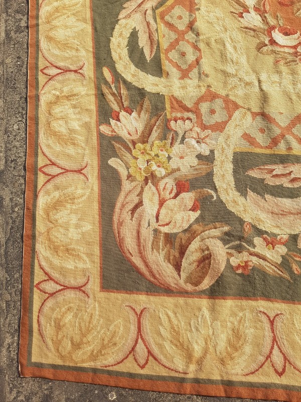 Vintage French Floral Needlepoint Handmade Multicolor Rug Wool Carpet 292x235 cm gallery