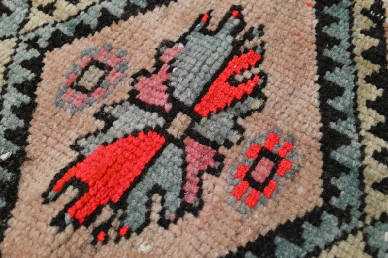 Oushak Turkish Doormat Rug 1x3 PEACH Anatolian Handmade Vintage Small Kilim Rug gallery