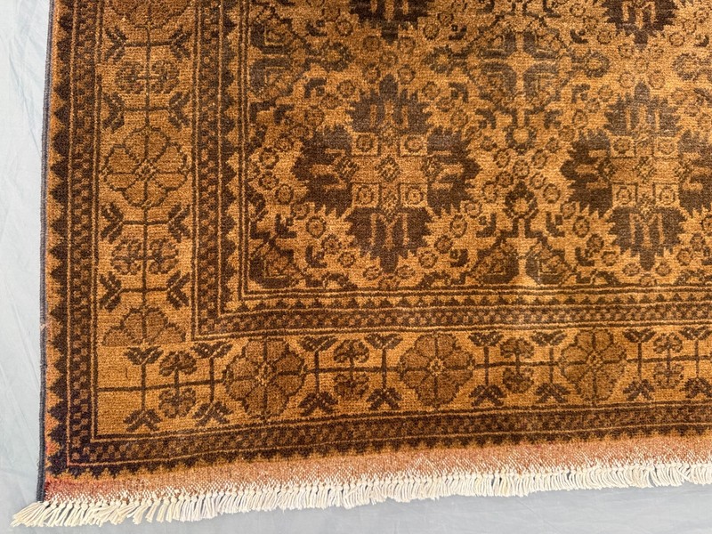 3'4x5'ft Vintage Hand Knotted Rug, Brown & Beige Floral Geometric Bedroom Rug gallery