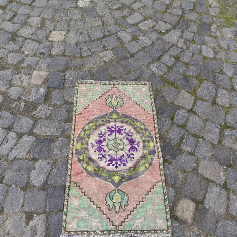 Rainbow 2x3 Turkish Vintage Small Rug Handmade 49 x 88cm Bath Mat 1.61 x 2.89 ft gallery